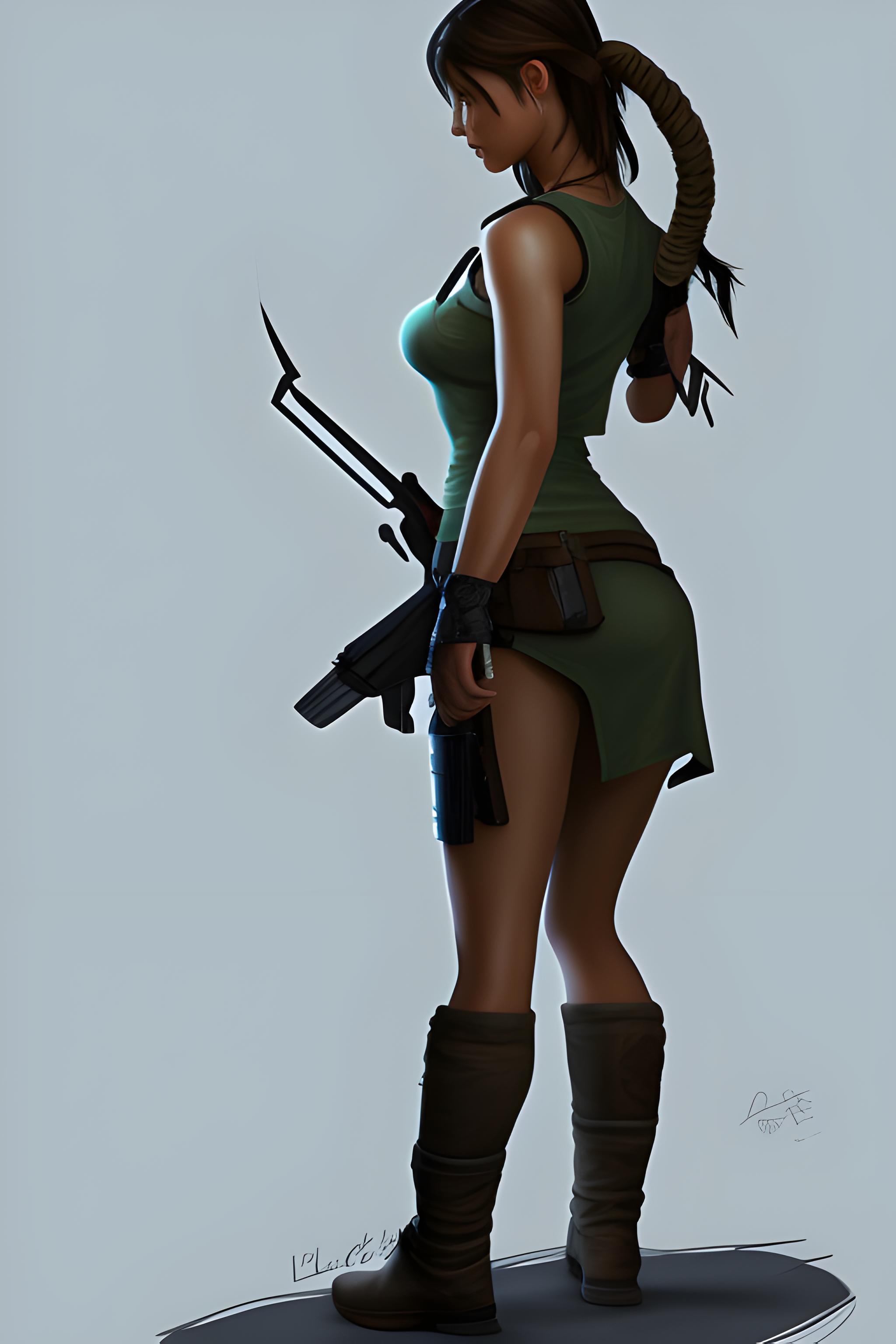 Lara Croft, nursery, sexy dress